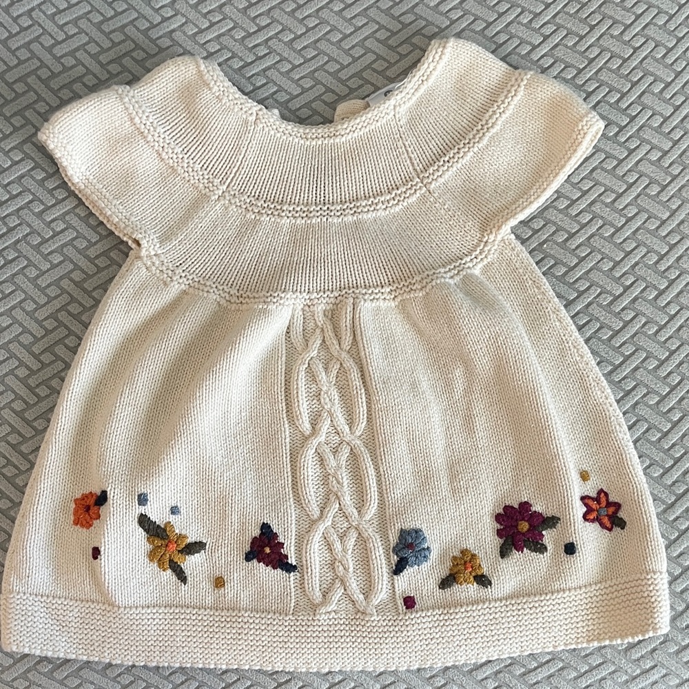 Hanna Andersson Cream Knit Baby Dress